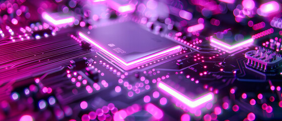 Obraz premium Advanced Processor Technology Concept, Blue and Green Digital Background, Computing and Engineering Design