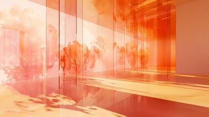 Digital orange pink surreal art installation poster PPT background