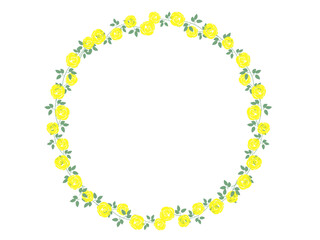 黄色いバラのサークルフレーム