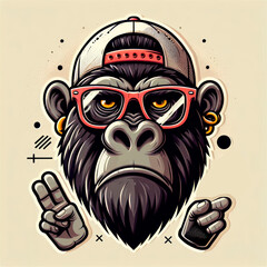 Fototapeta premium A cool stylish gorilla with colored glasses