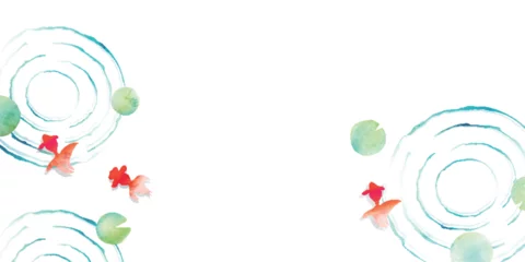 Tuinposter 金魚　和柄　渦巻き　背景  © J BOY