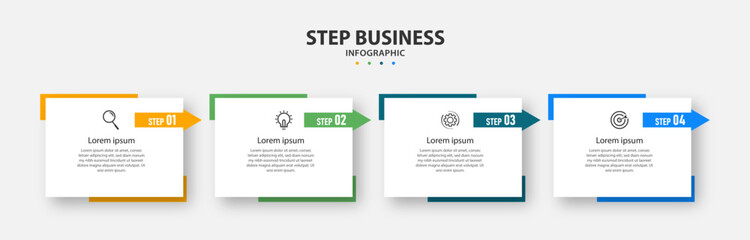 Creative infographics template. timeline with 4 steps, options. can be used for workflow diagram, info chart, web design. vector illustration.