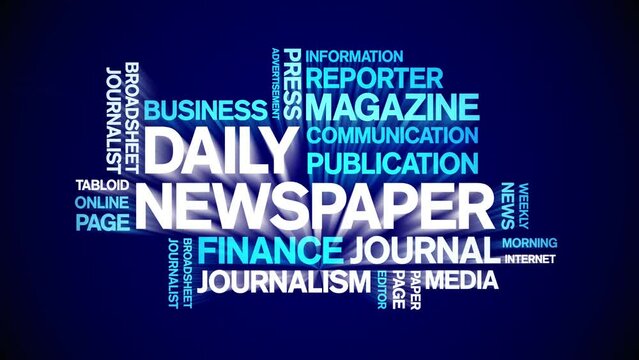 Daily Newspaper animated word cloud;text design animation tag kinetic typography seamless loop.