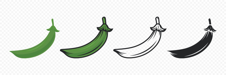 Vector Pea Pod Icon. Cartoon Green Peas Design Template, Clipart. Green Pea Symbol, Front View