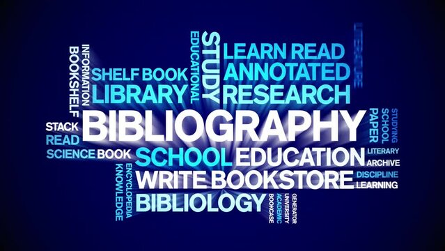 Bibliography animated word cloud;text design animation tag kinetic typography seamless loop.
