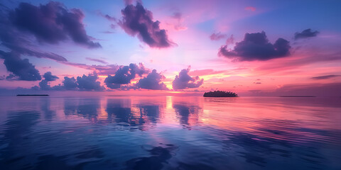 Fototapeta na wymiar Tropical Island Paradise Stunning Sunset Scenery