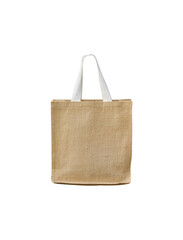 Brown sack bag holding with white handle isolated on background , clipping path