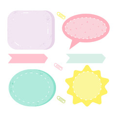 Set of label and speech bubbles pastel colors 
