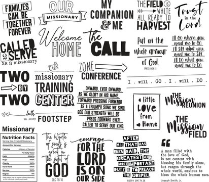 Collection of LDS Missionary-Themed Word Art Designs