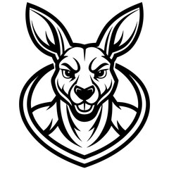 head of a kangaroo mascot,kangaroo silhouette,vector,icon,svg,characters,Holiday t shirt,black kangaroo Hand drawn trendy logo Vector illustration,peacock on a white background,eps,png
