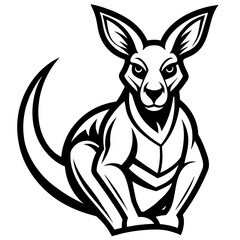 head of a kangaroo mascot,kangaroo silhouette,vector,icon,svg,characters,Holiday t shirt,black kangaroo Hand drawn trendy logo Vector illustration,peacock on a white background,eps,png