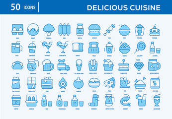 Delicious Cuisine Icons Collection For Business, Marketing, Promotion In Your Project. Easy To Use, Transparent Background, Easy To Edit And Simple Vector Icons
