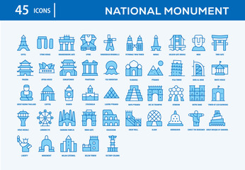National Monument Icons Collection For Business, Marketing, Promotion In Your Project. Easy To Use, Transparent Background, Easy To Edit And Simple Vector Icons