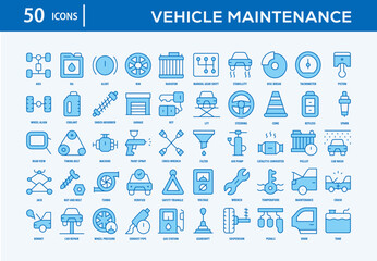Vehicle Maintenance Icons Collection For Business, Marketing, Promotion In Your Project. Easy To Use, Transparent Background, Easy To Edit And Simple Vector Icons