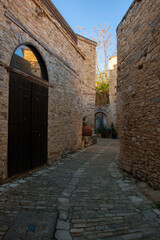 Narrow street in old Pano Lefkara village, Cyprus