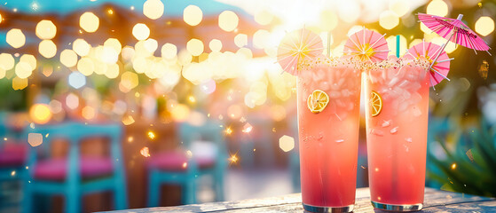 Bright and Fresh Summer Cocktails, Colorful Beverage Mix, Perfect for a Tropical Getaway