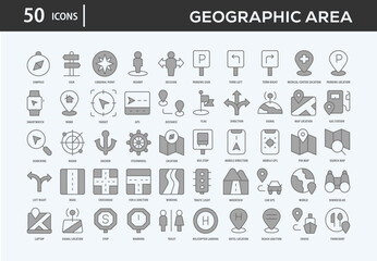 Geographic Area Icons Collection For Business, Marketing, Promotion In Your Project. Easy To Use, Transparent Background, Easy To Edit And Simple Vector Icons