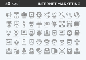 Internet Marketing Icons Collection For Business, Marketing, Promotion In Your Project. Easy To Use, Transparent Background, Easy To Edit And Simple Vector Icons