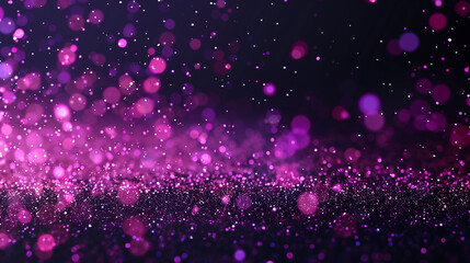 Black background with pink glitter falling on it, pink particles, vector illustration, flat design, high resolution, high detail, Defocused Lights, Glittering magenta confetti on black isolated.  - obrazy, fototapety, plakaty