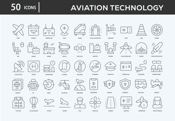 Aviation Technology Icons Collection For Business, Marketing, Promotion In Your Project. Easy To Use, Transparent Background, Easy To Edit And Simple Vector Icons