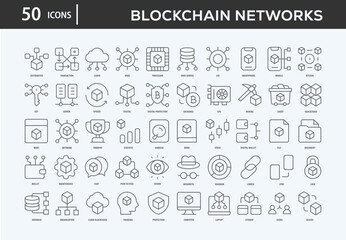 Fototapeta na wymiar Blockchain Networks Icons Collection For Business, Marketing, Promotion In Your Project. Easy To Use, Transparent Background, Easy To Edit And Simple Vector Icons