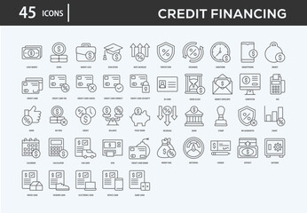 Credit Financing Icons Collection For Business, Marketing, Promotion In Your Project. Easy To Use, Transparent Background, Easy To Edit And Simple Vector Icons