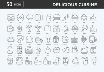 Delicious Cuisine Icons Collection For Business, Marketing, Promotion In Your Project. Easy To Use, Transparent Background, Easy To Edit And Simple Vector Icons