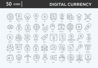 Fototapeta na wymiar Digital Currency Icons Collection For Business, Marketing, Promotion In Your Project. Easy To Use, Transparent Background, Easy To Edit And Simple Vector Icons