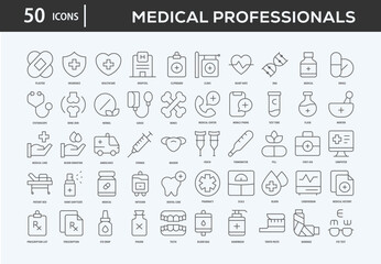 Medical Professionals Icons Collection For Business, Marketing, Promotion In Your Project. Easy To Use, Transparent Background, Easy To Edit And Simple Vector Icons