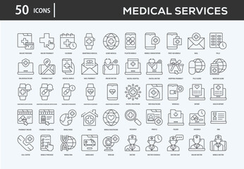 Medical Services Icons Collection For Business, Marketing, Promotion In Your Project. Easy To Use, Transparent Background, Easy To Edit And Simple Vector Icons