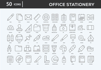 Office Stationery Icons Collection For Business, Marketing, Promotion In Your Project. Easy To Use, Transparent Background, Easy To Edit And Simple Vector Icons