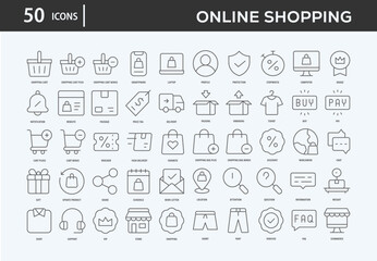 Online Shopping Icons Collection For Business, Marketing, Promotion In Your Project. Easy To Use, Transparent Background, Easy To Edit And Simple Vector Icons