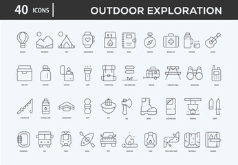 Outdoor Exploration Icons Collection For Business, Marketing, Promotion In Your Project. Easy To Use, Transparent Background, Easy To Edit And Simple Vector Icons