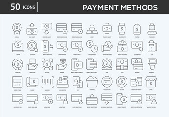 Fototapeta na wymiar Payment Methods Icons Collection For Business, Marketing, Promotion In Your Project. Easy To Use, Transparent Background, Easy To Edit And Simple Vector Icons