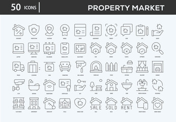 Property Market Icons Collection For Business, Marketing, Promotion In Your Project. Easy To Use, Transparent Background, Easy To Edit And Simple Vector Icons