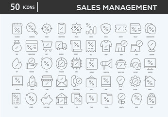 Fototapeta na wymiar Sales Management Icons Collection For Business, Marketing, Promotion In Your Project. Easy To Use, Transparent Background, Easy To Edit And Simple Vector Icons