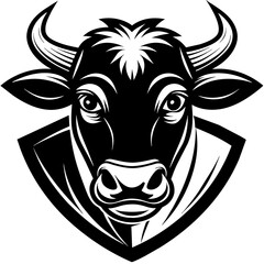 head of a cow mascot,cow silhouette,egale vector,icon,svg,characters,Holiday t shirt,black cow Hand drawn trendy logo Vector illustration,cow on a white background,eps,png