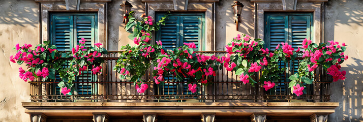 Charming Tuscan Balcony, Vibrant Geraniums Amidst Ancient Architecture, Italian Summer Essence