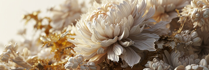 Fototapeta na wymiar Golden Bloom: A Luxurious White Flower Adorned with Elegant Golden Accents