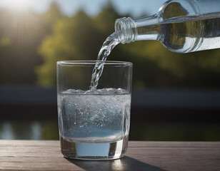 water elegantly pouring into a glass. Perfect for health, lifestyle, and beverage concepts