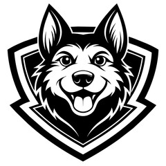 Naklejka premium head of a dog mascot,dog silhouette,horse vector,icon,svg,characters,Holiday t shirt,black dog drawn trendy logo Vector illustration,wolf on a white background,eps,png