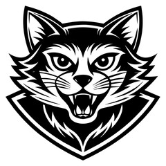 Fototapeta premium head of a cat mascot,cat silhouette,cat face vector,icon,svg,characters,Holiday t shirt,black cat face drawn trendy logo Vector illustration,wolf on a white background,eps,png