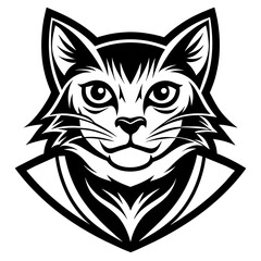 head of a cat mascot,cat silhouette,cat face vector,icon,svg,characters,Holiday t shirt,black cat face drawn trendy logo Vector illustration,wolf  on a white background,eps,png