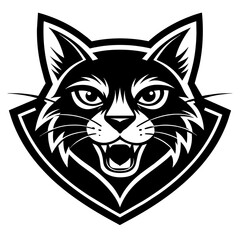 head of a cat mascot,cat silhouette,cat face vector,icon,svg,characters,Holiday t shirt,black cat face drawn trendy logo Vector illustration,wolf  on a white background,eps,png