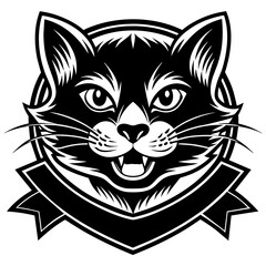 head of a cat mascot,cat silhouette,cat face vector,icon,svg,characters,Holiday t shirt,black cat face drawn trendy logo Vector illustration,wolf  on a white background,eps,png