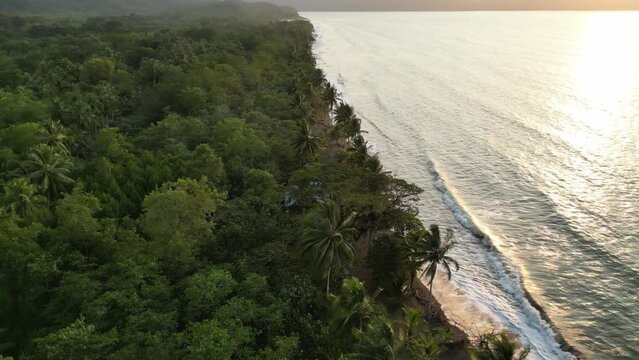 Sunset at secluded Playa Mecana beach near Bah&iacute;a Solano in the Choc&oacute; department on the Pacific Coast of Colombia
