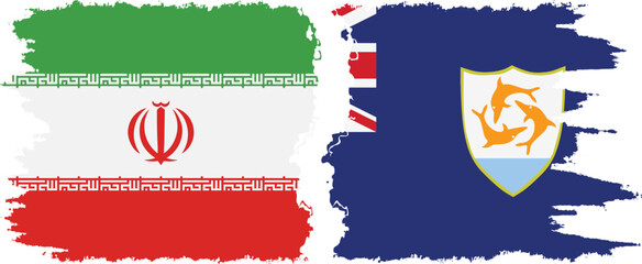 Anguilla and Iran grunge flags connection vector - obrazy, fototapety, plakaty