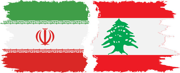 Lebanon and Iran grunge flags connection vector - obrazy, fototapety, plakaty