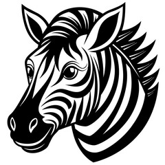 head of a zabra mascot,elephant silhouette,zabra face vector,icon,svg,characters,Holiday t shirt,black zabra face drawn trendy logo Vector illustration,horse on a white background,eps,png