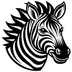 head of a zabra mascot,elephant silhouette,zabra face vector,icon,svg,characters,Holiday t shirt,black zabra face drawn trendy logo Vector illustration,horse on a white background,eps,png